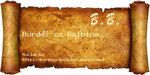 Burdács Balbina névjegykártya